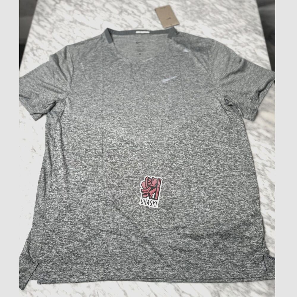 Nike Dri-FIT Rise 365 Short-Sleeve Running Jersey Gray CZ9184-011 Men's Large